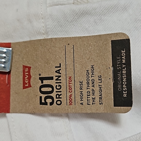 Levi's 501 Original White High Rise Straight Leg Jeans Distressed Size 29X30 - Picture 15 of 16